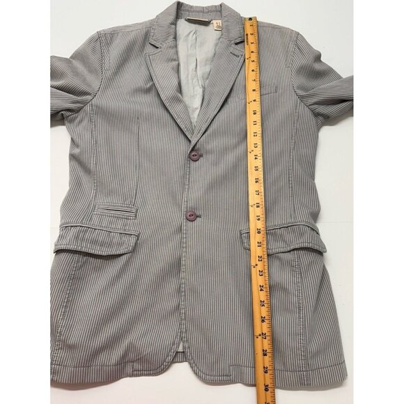 DKNY Mens Sport Coat M Gray White Striped Casual Cotton Unstructured Blazer - Picture 10 of 13